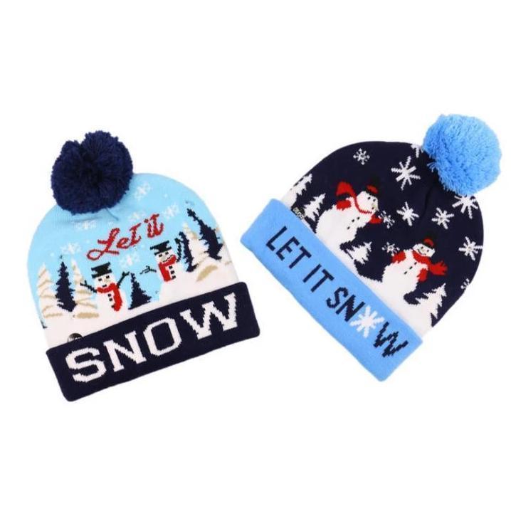 🎅LED Christmas Knitted Hats Light up Xmas Beanie