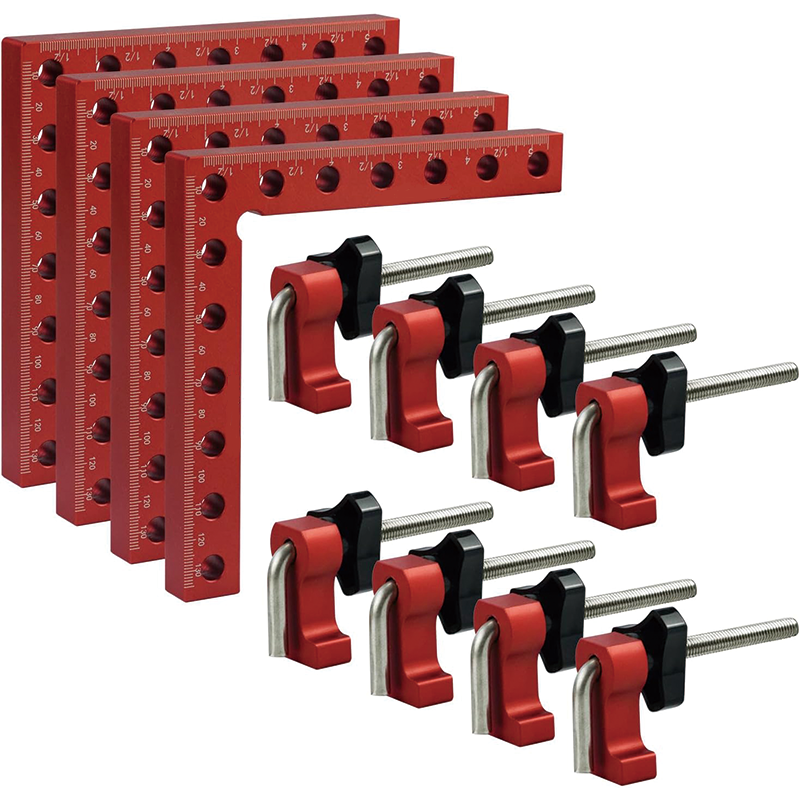 4 Pack 90 Degree Positioning Squares, 5.5" x 5.5" Positioning Squares Right Angle Clamps for Picture Frames, Boxes, Cabinets or Drawers
