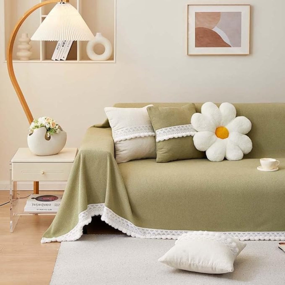 Classic Chenille Lace Edge Sofa Cover