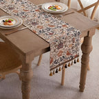 Elegant table runner with flower and bird design