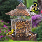 Bird Feeder Hanging Copper Roof Outdoor