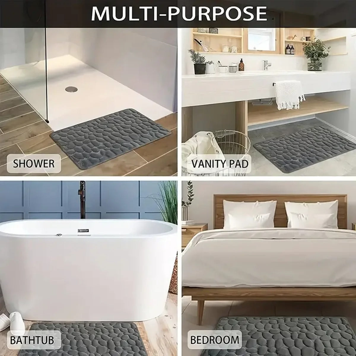 CobbleSoft 3D Bathroom Mat | Non-Slip Bathroom Mat 40x60cm