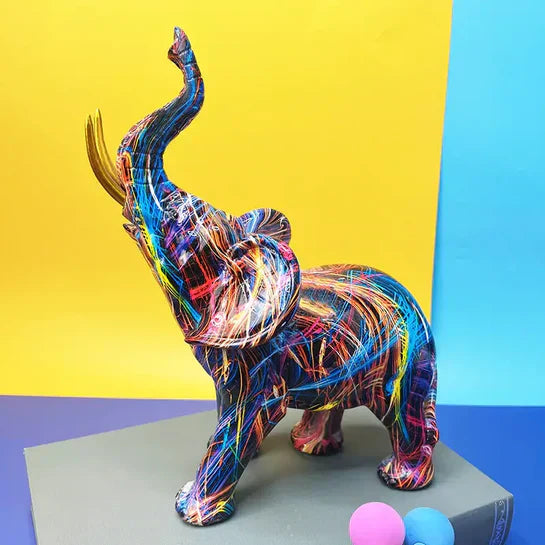 ColorTrunk Lively Elephant Sculpture Unique Bold Design