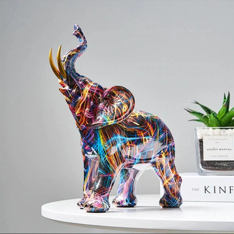 ColorTrunk Lively Elephant Sculpture Unique Bold Design