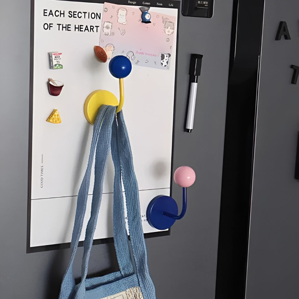 MagneSphere Wooden Magnetic Wall Hooks – Colorful Storage Solution Without Drilling