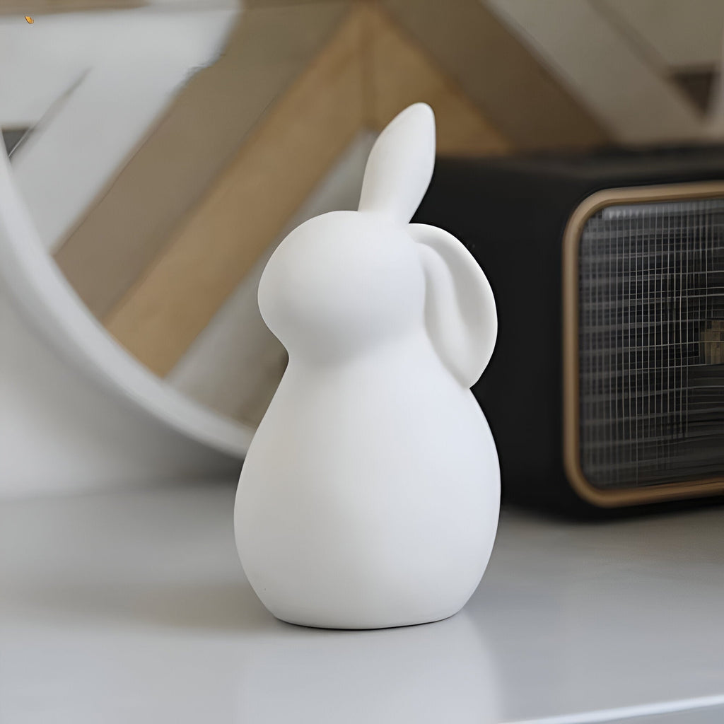 ConeyBliss Minimalist Ceramic Bunny – Elegant White Easter Rabbit Figurine Decor