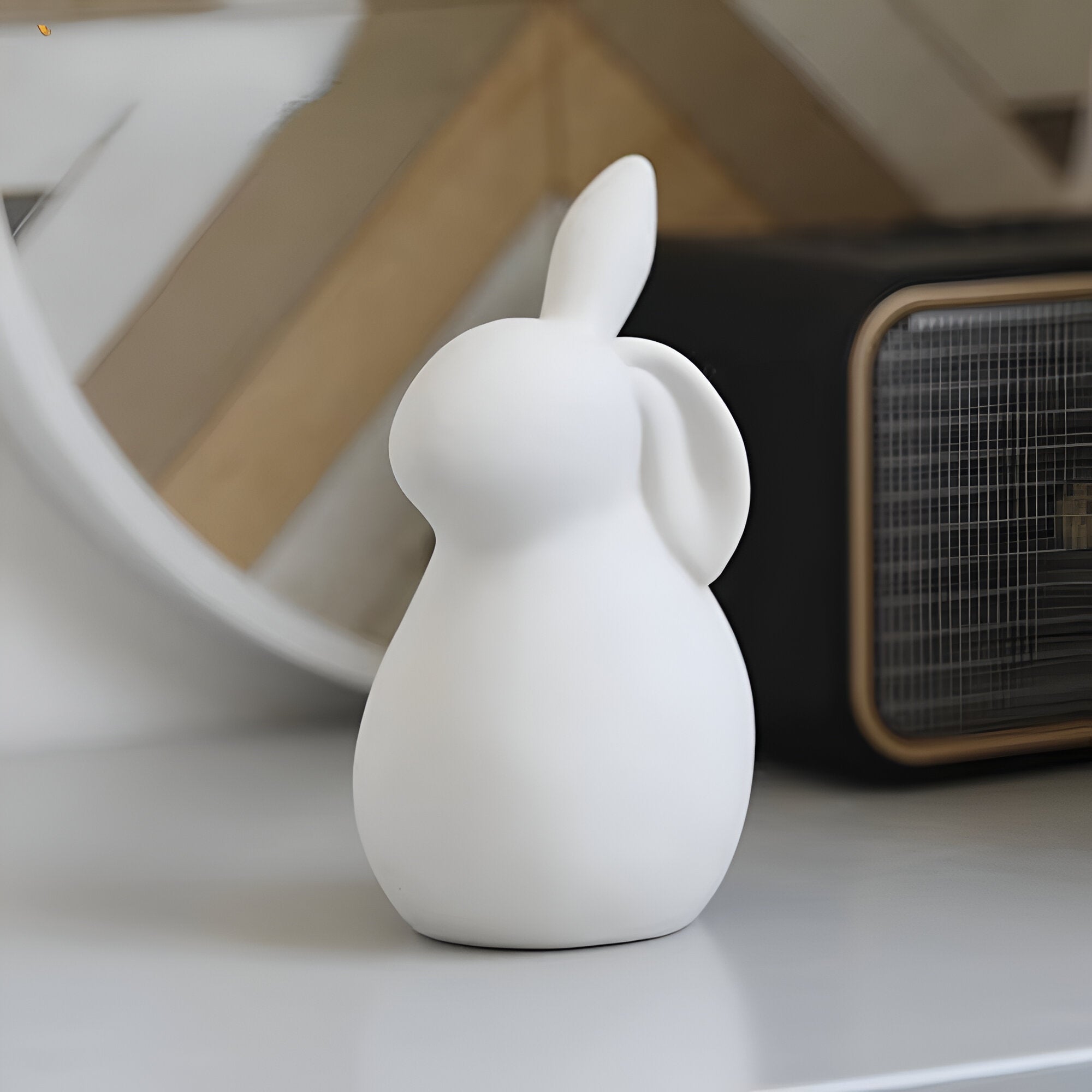 ConeyBliss Minimalist Ceramic Bunny – Elegant White Easter Rabbit Figurine Decor