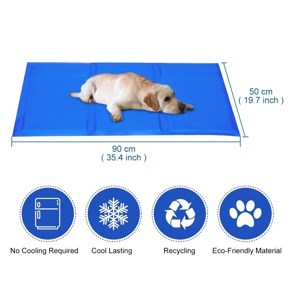FrescuraPet Cooling Mat for Dogs & Cats | Self-Cooling & Joint-Saving | Foldable & Portable | 5 Sizes | Blue