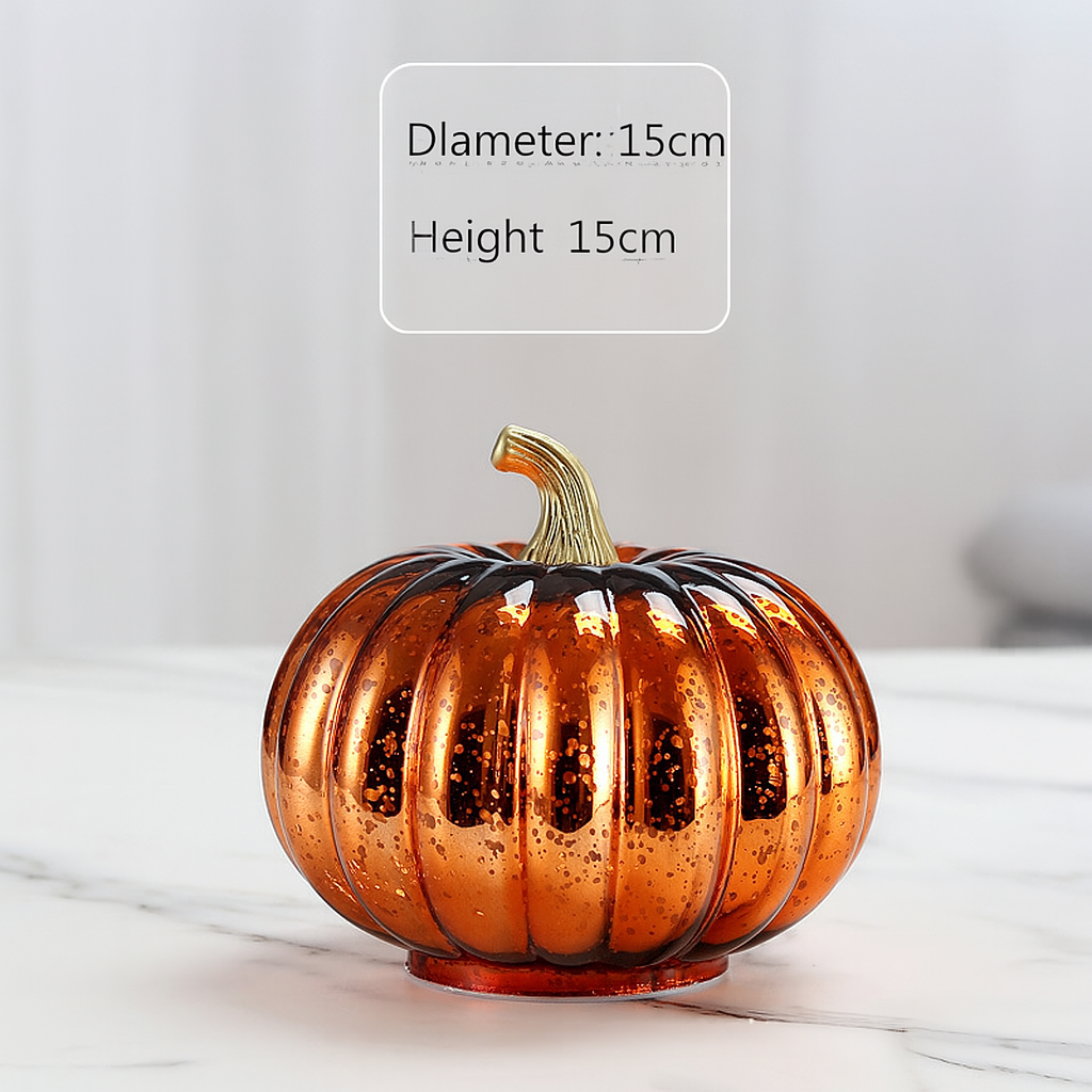 Halloween Decorations Glass Pumpkin LED Lights Set