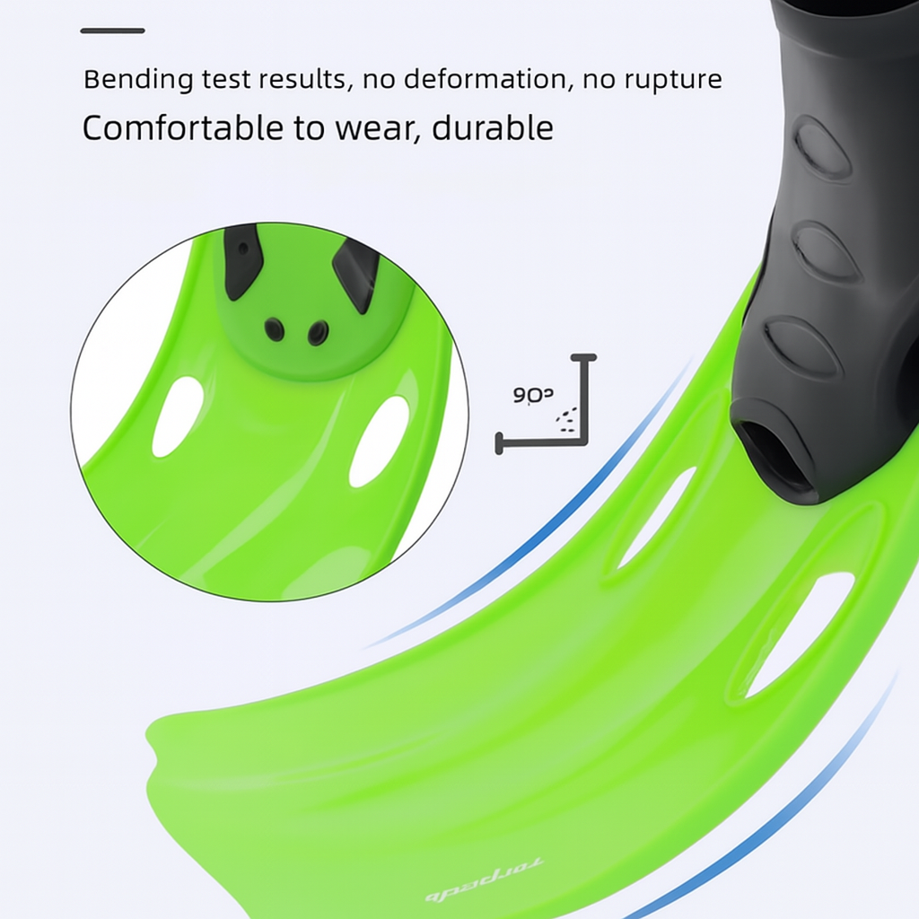 Adjustable Open Heel Snorkeling Fins, Compact Travel Swim Flippers for Snorkeling and Diving