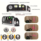 Multipurpose Laser Level Tool with Cross Line Projection and 8-Foot Tape Measure