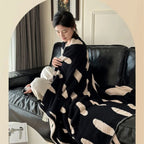 Reversible Polka Dot Fleece Blanket for Sofa and Bed