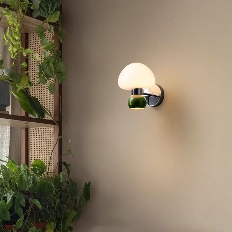 Cream Glass Mushroom Wall Sconce Light