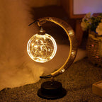 LunaGlow - Luxury Table Lamp - Moon Crescent - Wicker Design - Elegant Lighting