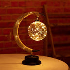 LunaGlow - Luxury Table Lamp - Moon Crescent - Wicker Design - Elegant Lighting