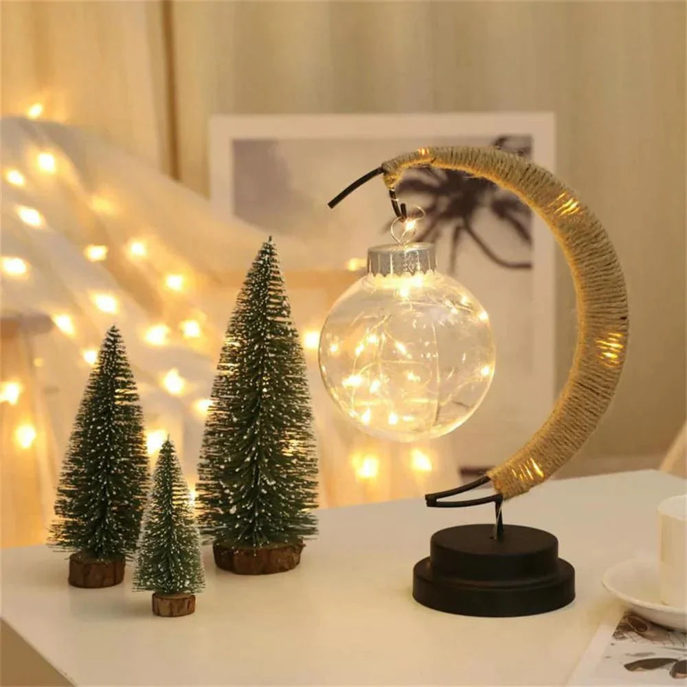 LunaGlow - Luxury Table Lamp - Moon Crescent - Wicker Design - Elegant Lighting