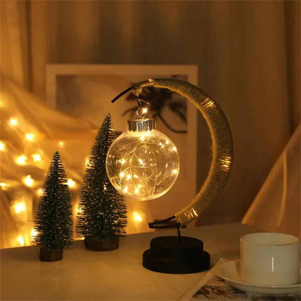 LunaGlow - Luxury Table Lamp - Moon Crescent - Wicker Design - Elegant Lighting