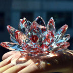 Crystal Lotus Flower Figurine Home Wedding Decoration Glass Art Collection Paperweight Office Table Ornaments Souvenir Gifts