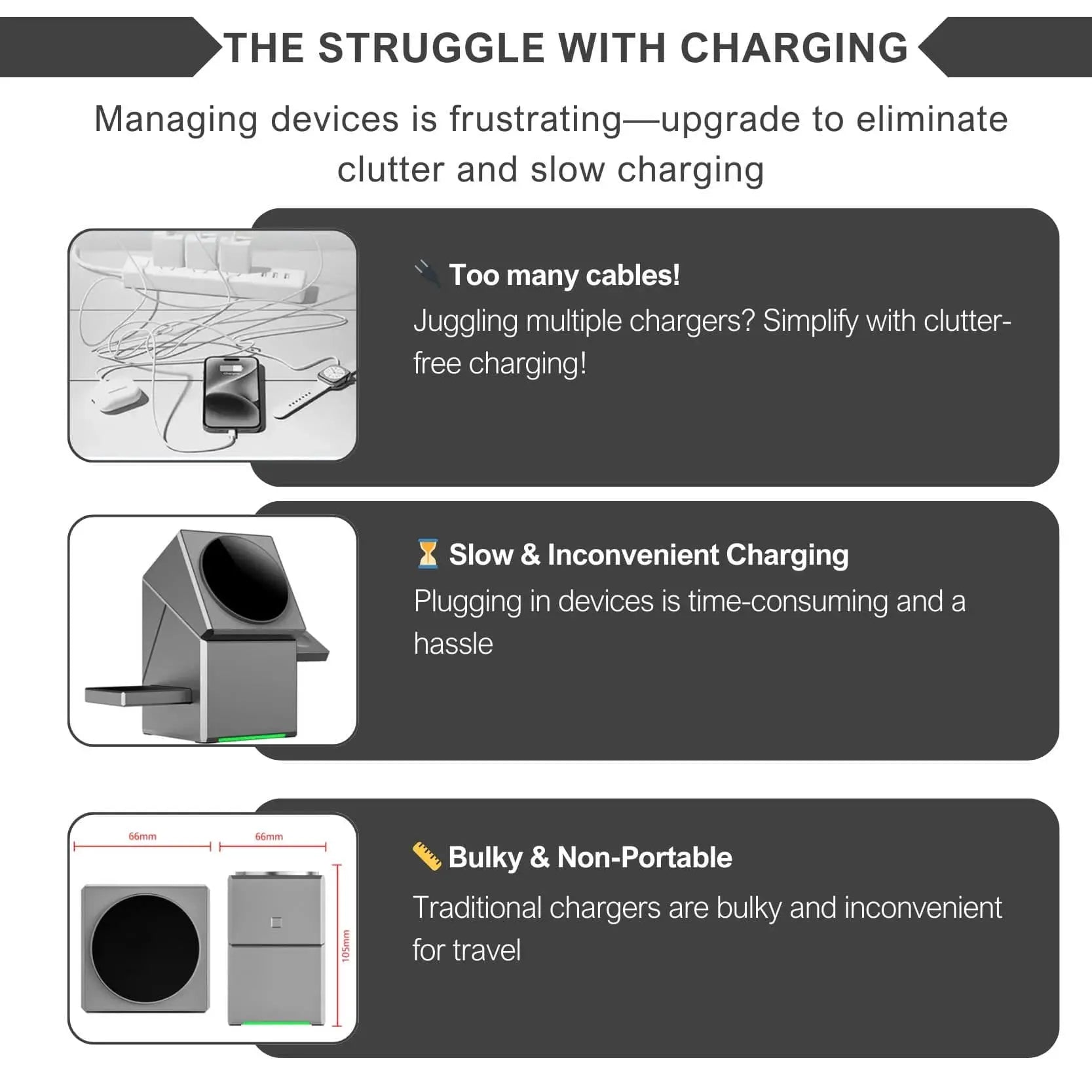 CubeCharge 3-in-1 Charging Station – Wireless Fast Charging for iPhone, Watch & AirPods