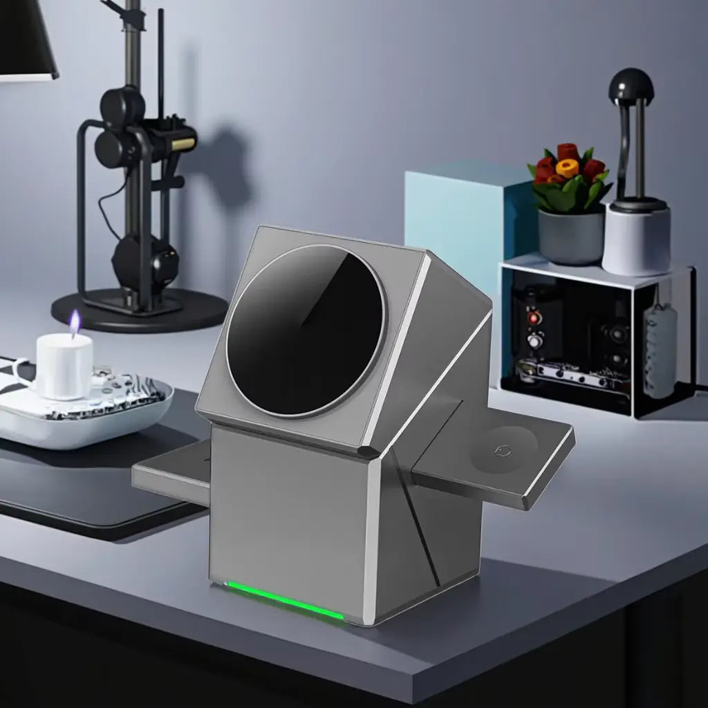 CubeCharge 3-in-1 Charging Station – Wireless Fast Charging for iPhone, Watch & AirPods