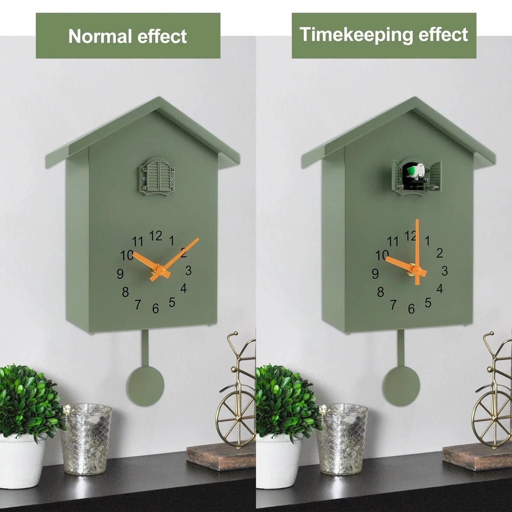 Cuckoo Clock Cuckoo Sound Clock with Pendulum Delicate Cuckoo Clock Bird Battery Operated Cuckoo Wall Clock for Living Room Decor