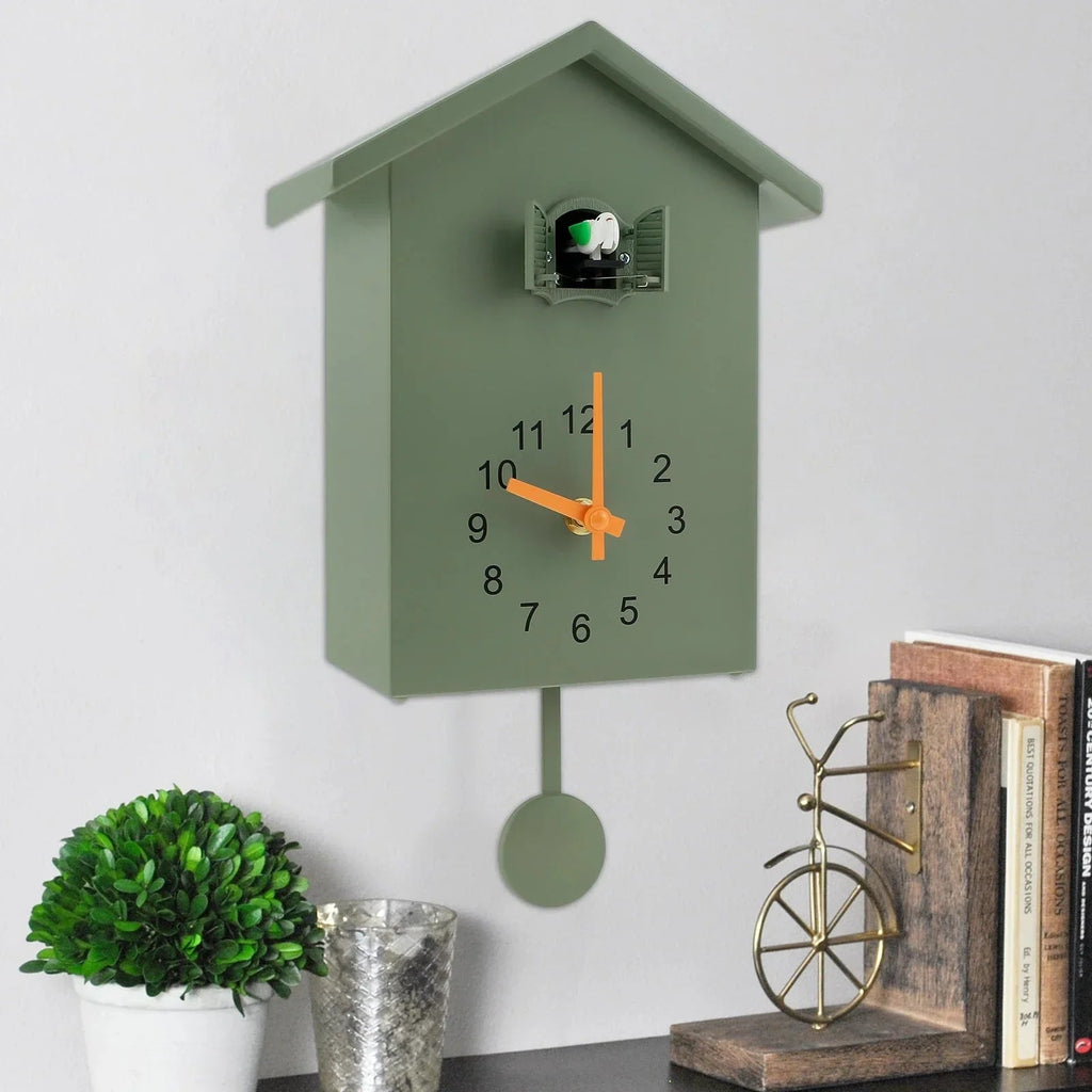 Cuckoo Clock Cuckoo Sound Clock with Pendulum Delicate Cuckoo Clock Bird Battery Operated Cuckoo Wall Clock for Living Room Decor