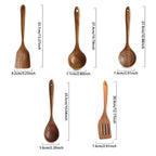 Luxury 5-Piece Kitchen Utensil Set of Natural Teak – Heat Resistant and Scratch Free