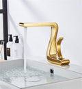 Polished Gold Bathroom Sink Faucets Single Handle Luxury Brass White Modern One Hole