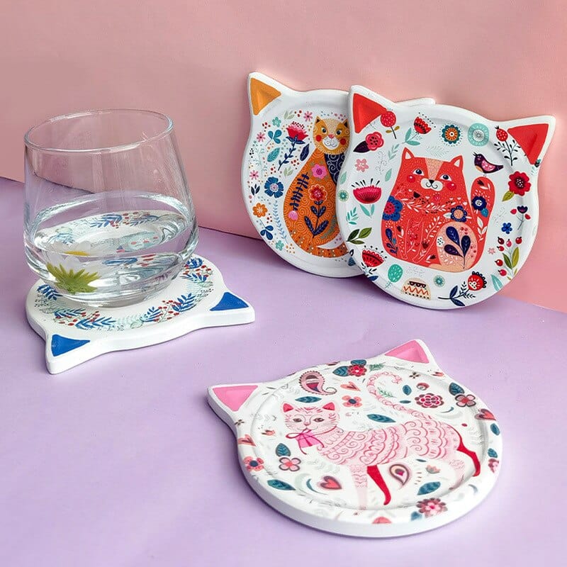 Cute Cat-Shaped Coasters (4 pcs)