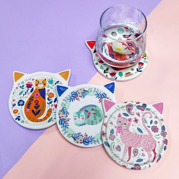 Cute Cat-Shaped Coasters (4 pcs)