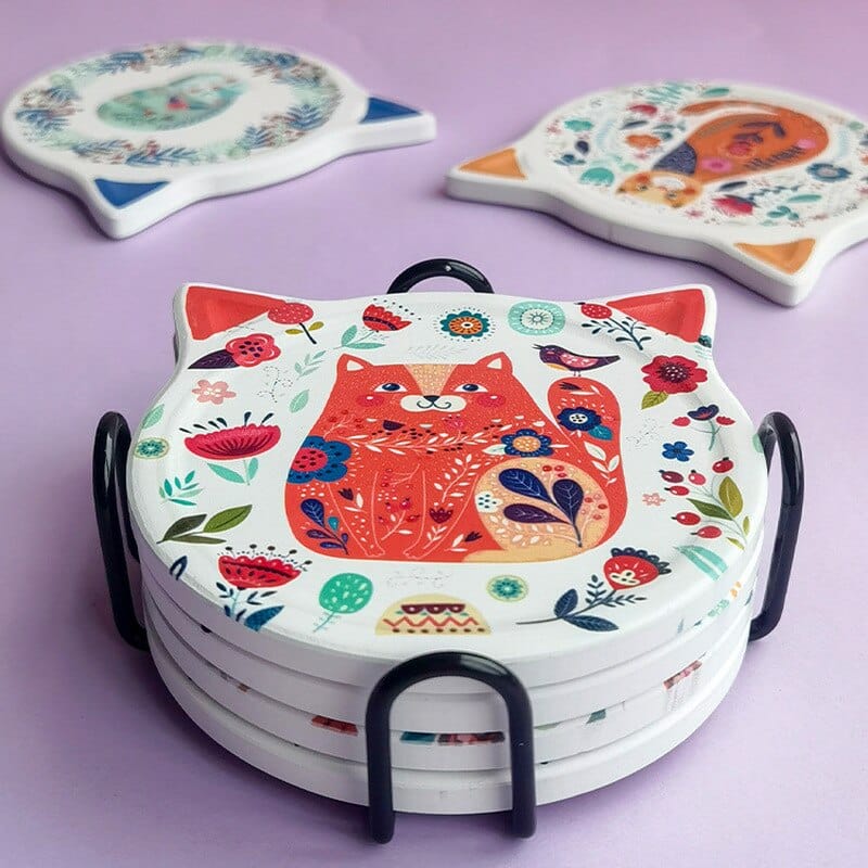 Cute Cat-Shaped Coasters (4 pcs)