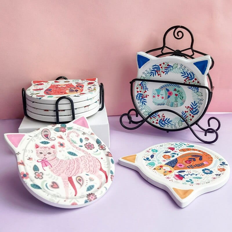 Cute Cat-Shaped Coasters (4 pcs)