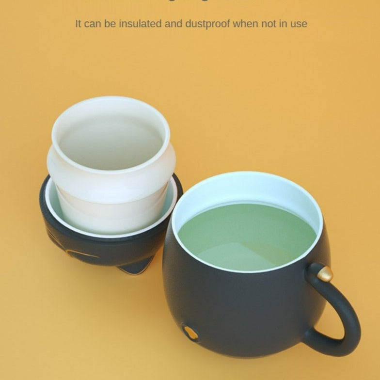 Cute cat tea cup made of ceramic with strainer