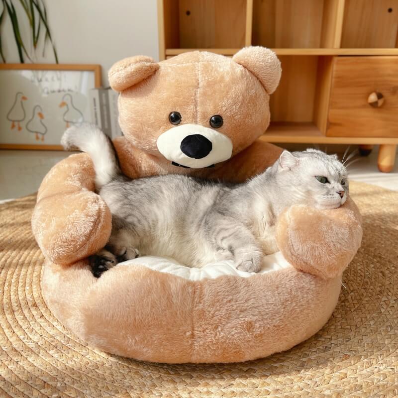 Cute detachable cuddly bear cat bed