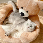 Cute detachable cuddly bear cat bed