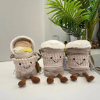 Cute Happy Coffee Mug Holder Plush Bag