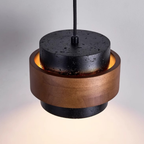 Black Hanging Lamp Travertine with Adjustable Height – Modern Lamp for Living Room and Dining Room above Table
