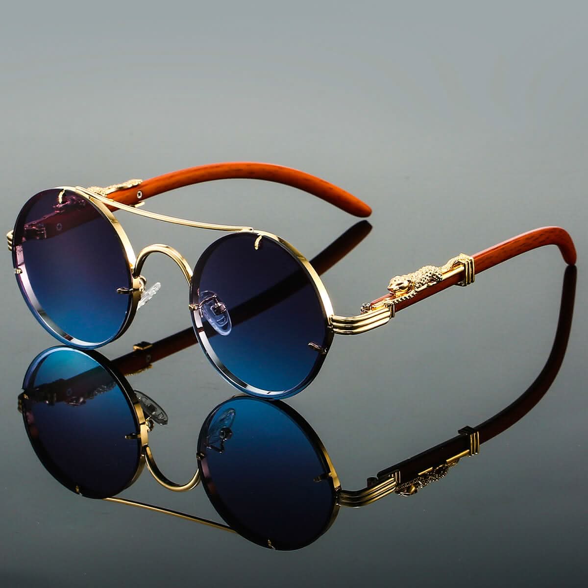 Men’s Oval Metal Retro Sunglasses with UV Protection