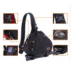 CADEN Triangle Tscope Sling Shoulder Cross Digital Camera Bags Case Soft Bag with Rain Cover for Canon Nikon Sony K1, Size: 36*31*15cm (Army Green)