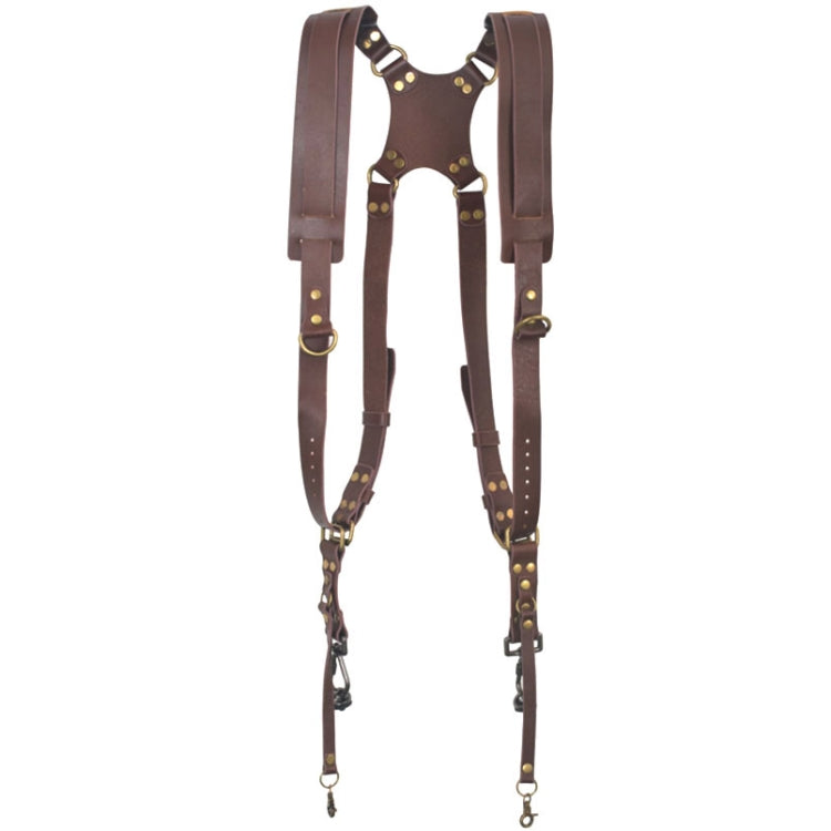 Quick Release Anti-Slip Dual Shoulder Leather Harness Camera Strap with Metal Hook for SLR / DSLR Cameras (Brown)