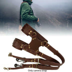 Quick Release Anti-Slip Dual Shoulder Leather Harness Camera Strap with Metal Hook for SLR / DSLR Cameras (Brown)
