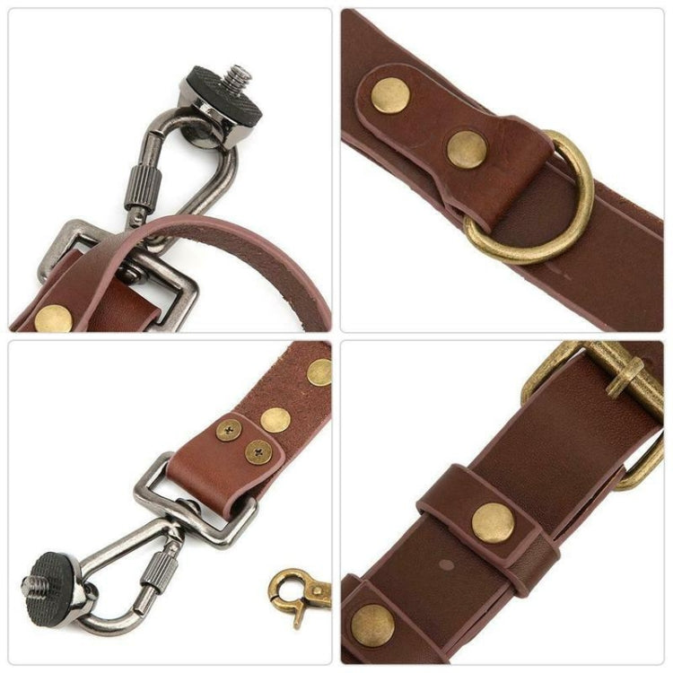 Quick Release Anti-Slip Dual Shoulder Leather Harness Camera Strap with Metal Hook for SLR / DSLR Cameras (Brown)