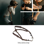 Quick Release Anti-Slip Dual Shoulder Leather Harness Camera Strap with Metal Hook for SLR / DSLR Cameras (Brown)