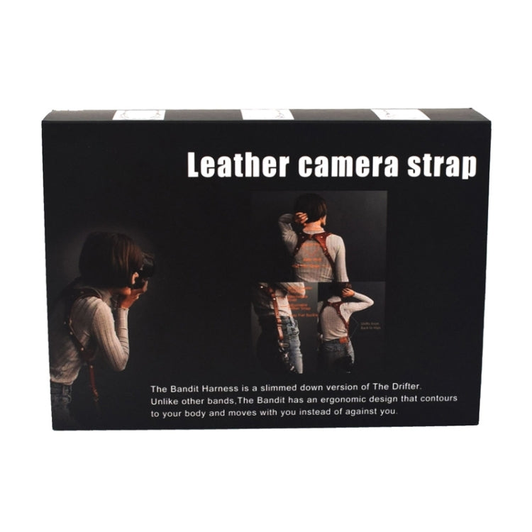 Quick Release Anti-Slip Dual Shoulder Leather Harness Camera Strap with Metal Hook for SLR / DSLR Cameras (Brown)