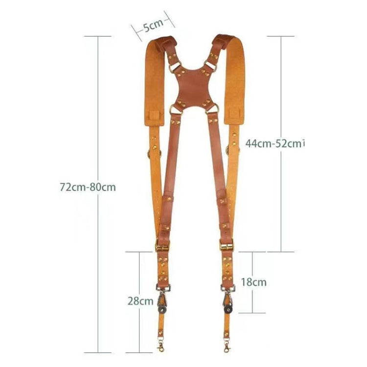 Quick Release Anti-Slip Dual Shoulder Leather Harness Camera Strap with Metal Hook for SLR / DSLR Cameras (Brown)