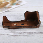 1/4 inch Thread PU Leather Camera Half Case Base for Sony Alpha 6100 / A6100 (Coffee)