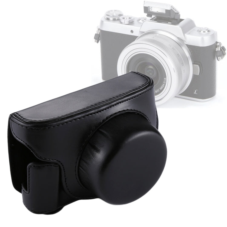 Full Body Camera PU Leather Camera Bag with Strap for Panasonic Lumix GF7 / GF8 / GF9 (12-32mm / 14-42mm Lens)(Black)
