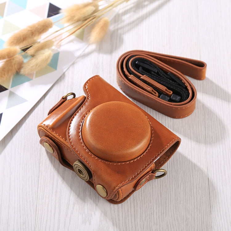 Full body bag made of PU leather with shoulder strap for Canon G9X / G9X II (Brown)
