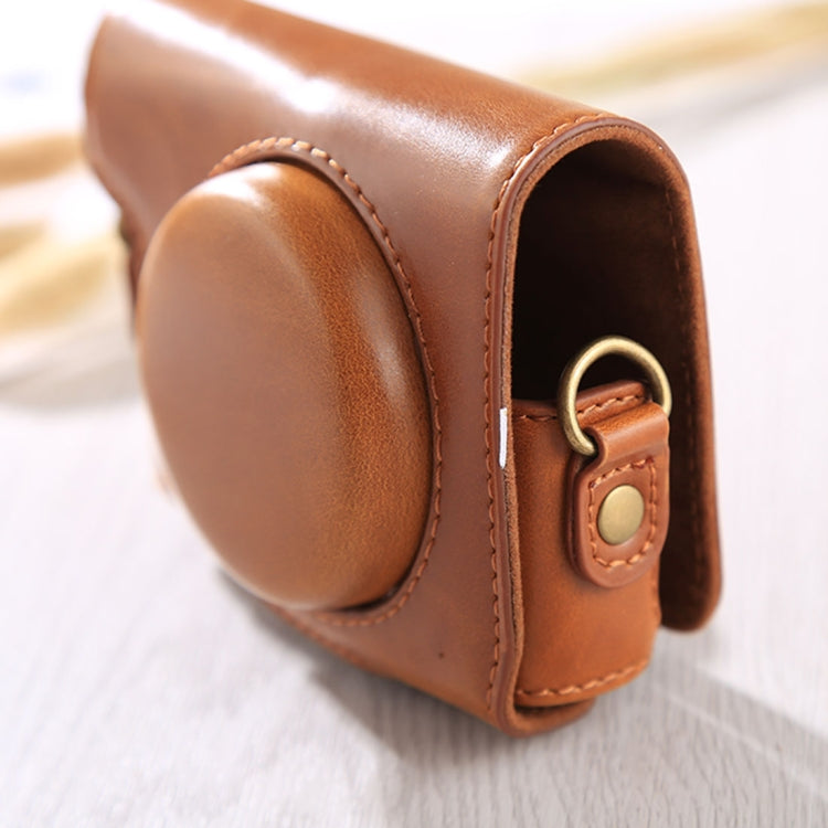 Full body bag made of PU leather with shoulder strap for Canon G9X / G9X II (Brown)