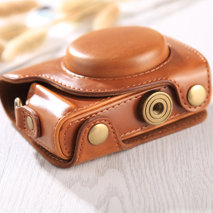 Full body bag made of PU leather with shoulder strap for Canon G9X / G9X II (Brown)